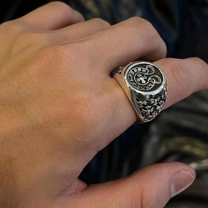 パンクスタイル ゴシック シグネットリング 銅製 金メッキ 指輪 ウェディング 婚約 記念日 ギフト パーティー ジュエリー - Product Image 2