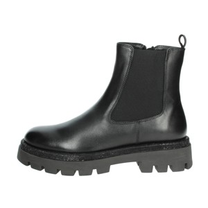 Stivaletti neri K-10104 da donna con lacci e stile Chelsea stile Cowboy autunno/inverno cotone termico stivaletti piatti in PU - Product Image 1