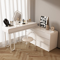 Coiffeuse de chambre à coucher légère en bois massif de luxe Armoire de rangement de style Instagram avec bureau seau Coiffeuse à maquillage intégrée