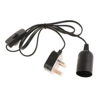 Prise UK 3A avec fusible, support de lampe E27 avec interrupteur intégré, cordon de suspension robuste pour luminaire