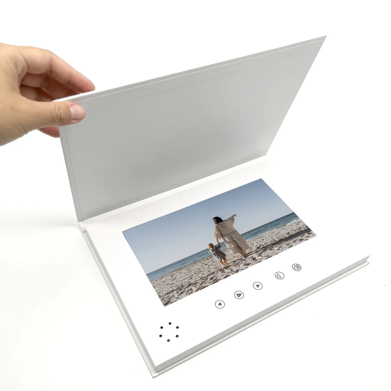 OEM Kotak Linen Sampul Keras 4.3 5 7 10.1 Inci Video Bisnis Kartu Ucapan Album Buku Brosur Video untuk Layar LCD IPS