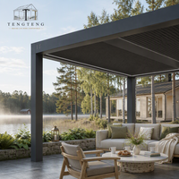 Pergola extérieure moderne en aluminium coupe-vent avec structure thermolaquée pour patio, villa, bord de plage, extérieur et jardin