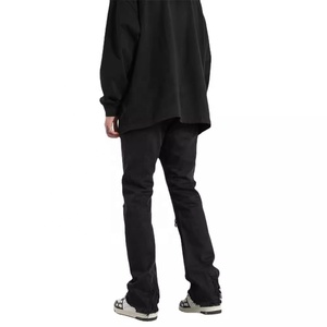 Jeans Huanqiu para <span class=keywords><strong>Hombre</strong></span>, Corte Recto, Lavado Vintage, <span class=keywords><strong>Blanco</strong></span> y Negro, Desgastados, Estilo Urbano, Cintura Media - Product Image 2