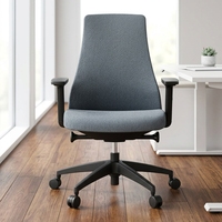 Chaise de bureau rembourrée en tissu avec hauteur réglable et verrouillage d'inclinaison, chaise de salle de conférence à dossier moyen
