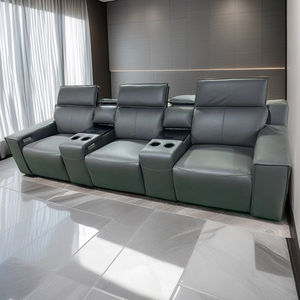 Canapé de cinéma inclinable électrique <span class=keywords><strong>royal</strong></span> moderne italien Mobilier de cinéma maison en cuir noir Sièges de cinéma VIP pour salon - Product Image 2