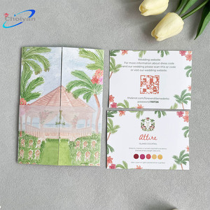 Eleganti Inviti di Nozze Personalizzati a Tre Pieghe con Buste e Biglietti Coordinati - Product Image 3