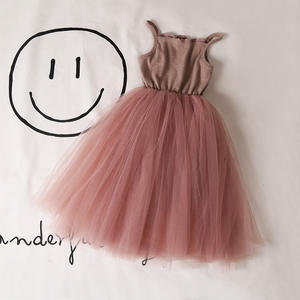 Vêtements pour enfants en gros, robe à bretelles pour filles, couleur unie - Product Image 2