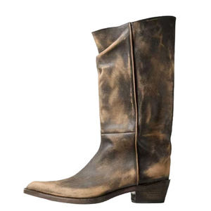 Big Size 46 Women Pointy Toe Mid Calf Booties Medium Square Chunky Heels Short <b>Boots</b> Cowboy Western Style Shoes - Product Image 3