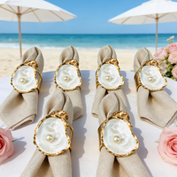 Lot de 9 ravissants anneaux de serviette en coquille d'huître et perle pour mariage estival à la plage, parfaits comme cadeaux uniques pour la Saint-Valentin, 3-4 pouces