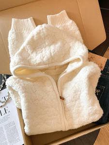 <span class=keywords><strong>Cardigan</strong></span> Elegante in <span class=keywords><strong>Pile</strong></span> d'Agnello con Cappuccio e Zip, Tinta Unita, Maglione Lavorato a Maglia per <span class=keywords><strong>Donna</strong></span>, Nuova Moda Autunno 2026 - Product Image 4