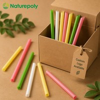 Pailles compostables certifiées BPI en PLA, 8 couleurs, 12 mm de large, pour bubble tea, vente en gros directe d'usine