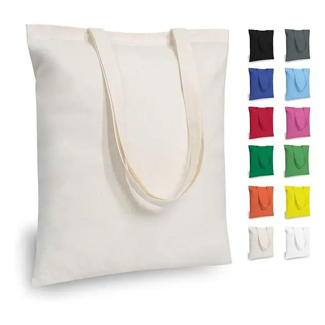 Bolsa de compras con logotipo personalizado, bolsa reciclable de lona lisa en blanco, bolsa de algodón