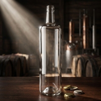 Botellas de Licor de Vidrio Transparente con Hombro Plano Extra, Personalizadas para Pedidos al por Mayor, para Envasado de Bebidas Espirituosas