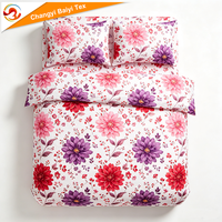 Vente en gros de housses de couette et de taies d'oreiller en microfibre douce de style européen, imprimées de motifs floraux, personnalisées