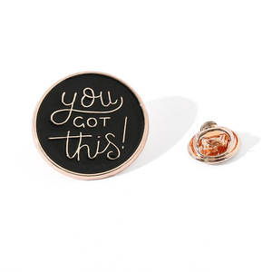 Artesanía de metal de oro rosa personalizada redonda personalizada tienes este logotipo ID nombre de la empresa letra pin insignia esmalte suave solapa pines insignia - Product Image 4