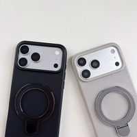Coque de téléphone portable mate neutre à texture fine et texturée pour iPhone 18 17 Pro Max 16 15 14 13 avec support anneau minimaliste et protection intégrale