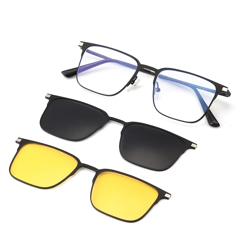 Polarized Anti Blue Light Glasses Fashion Clip On 2 Lens Sunglasses Men 2023