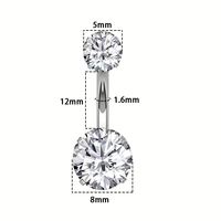 Bijou de Corps Gaby Basic en Acier Inoxydable 316L, Anneau de Nombril à Quatre Griffes avec Zircone Cubique, Piercing pour Mariages