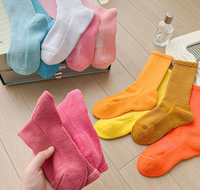 Chaussettes montantes côtelées pour femmes, épaisses, en tissu éponge, semelle rembourrée, colorées, unies, empilables, en coton doux, chaudes, pour le quotidien et les loisirs