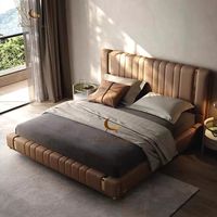 Lit en bois d'hôtel de luxe moderne personnalisé Lit double King Queen Size en cuir