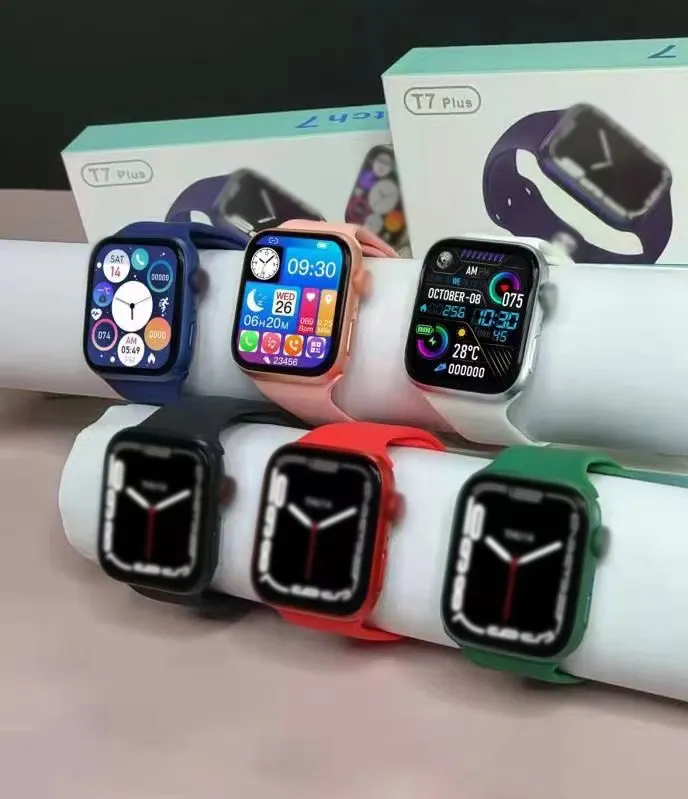 La più recente Smart Watch series 7 1.75 a schermo intero B.T chiama ip67 Reloj Intelligent T7 plus smart watch series 7 Ai Siri Fitness track