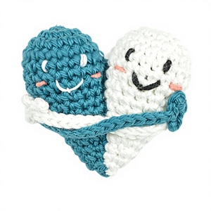 Carte de vœux en crochet fait main avec papier kraft, couleurs bleu et blanc, pour mariages et fêtes - Product Image 1