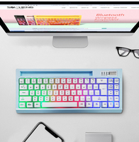 Clavier de jeu sans fil rechargeable avec rétroéclairage RVB, type C, taille compacte, clavier de jeu miniature en ABS avec BT
