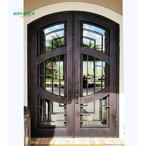 Porte d'entrée en fer forgé résistante aux ouragans de la Floride, portes doubles en fer forgé, porte <span class=keywords><strong>double</strong></span> en fer forgé - Product Image 2