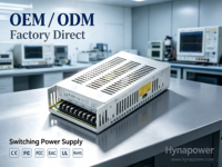 Fuente de Alimentación Conmutada OEM/ODM de 180W, Entrada 90-264Vac, Salida 12Vdc/15A o 24Vdc/7.5A, CE FCC para Computación de Borde Hynapower HP-T1215