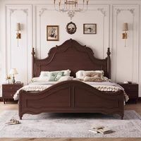 Meubles de maison en bois massif, design italien minimaliste, lit en bois de luxe, tête de lit inclinable confortable avec revêtement en cuir
