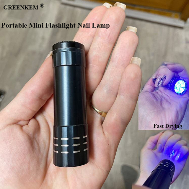 1Pc Nail Dryer Mini 9 LED Lights Flashlight UV Lamp Portable Nail Gel Fast Drying Manicure Tool Mini Led Nail Lamp