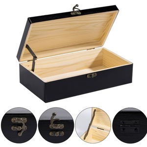 Caja de almacenamiento rectangular de madera con mecanismo de cierre para organizar certificados y joyas - Product Image 2