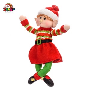 ZAVES Weihnachtselfen-Plüschpuppen 2er-Set Hängedekoration Festliches Bekleidungsdesign Weihnachtsbaumzubehör - Product Image 4