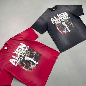 Camiseta de Cuello Redondo Holgada con Estampado Digital DTG, Estilo Vintage, 100% Algodón, para Hombre, Personalizable OEM - Product Image 1