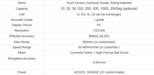 0~500mm/dak Hız Yüksek Hassasiyetli Çift Kollu Üniversal Çekme Test Cihazı/Çekme Dayanımı Test Cihazı 1 Yıl Garanti - Product Image 5
