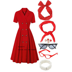 Ecoparty Women's a Line Rockabilly Swing <strong>Dress</strong> Flare <strong>Dress</strong> With Accessories Set <strong>1950s</strong> 60s Retro <strong>Plus</strong> <strong>Size</strong> Women <strong>Dresses</strong> - Product Image 1