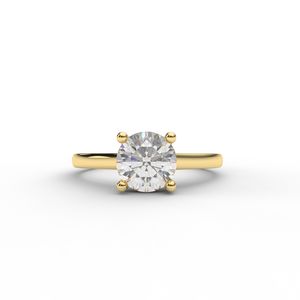 Bague solitaire minimaliste pour femme en or véritable 14 carats jaune/blanc/rose, diamant de laboratoire taille ronde certifié IGI, plaqué rhodium, sertissage griffe - Product Image 5