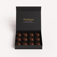 Boîte cadeau de luxe personnalisée noire pour bonbons au chocolat avec plateau de séparation pour emballage de bonbons et de dattes