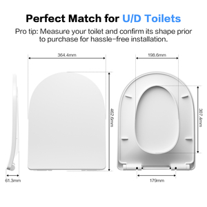 Siège de toilette ergonomique blanc en forme de D à fermeture douce avec système de dégagement rapide pour un nettoyage facile, idéal pour la salle de bain familiale - Product Image 3