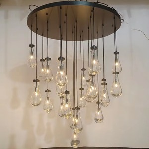 Lampadario di lusso moderno lampada pendente con goccia di cristallo postmoderno da comodino luce a sospensione soggiorno a chiocciola lampadario - Product Image 2