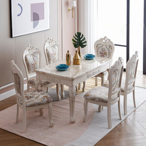 Juego <span class=keywords><strong>de</strong></span> <span class=keywords><strong>mesa</strong></span> y sillas <span class=keywords><strong>de</strong></span> comedor Rectangular <span class=keywords><strong>de</strong></span> madera maciza <span class=keywords><strong>de</strong></span> estilo europeo vintage-Estructura robusta <span class=keywords><strong>de</strong></span> tallas exquisitas - Product Image 2