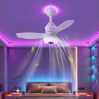 Ventilateur de plafond multifonctionnel avec haut-parleur Bluetooth et éclairage ambiant RVB, ventilateur silencieux à 3 vitesses pour hôtel, salle de sport, salle à manger