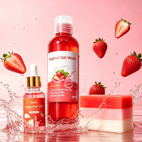 Ensemble de soins intimes pour femmes, parfum fraise, gel lavant féminin pour le vagin, équilibre du pH, hydratant, savon en barre Yoni, huile Yoni