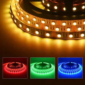 แถบไฟ LED RGBW 5050 SMD 24V แถบไฟ LED สีขาวอบอุ่น80 90 95 4 in 1 5M DC 12V กันน้ำมีความยืดหยุ่น