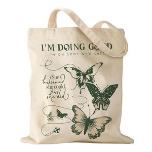 Custom Logo Candy Color Cotton Calico Cloth Recycled <b>Canvas</b> Long Handle Shopping Bag Blank Grocery Tote Bag Travel Commuting - Product Image 1