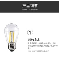 LEDORA Ampoule à filament LED Edison blanc chaud S14 2W Guirlande lumineuse extérieure avec Luces de jardin en plastique 90 E27 30000 AC Power Supply