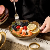 Bol de service en céramique japonaise au style moderne, sans BPA, compatible micro-ondes, pour desserts, fruits, salades, collations, maison, hôtel, restaurant