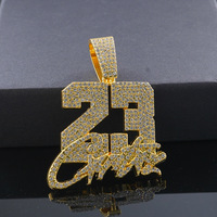 Pendentif étoile numéro 23, chaîne cubaine, fermoir boîte, style hip-hop streetwear, bijoux de mode pour hommes, vente en gros, collier pour hommes