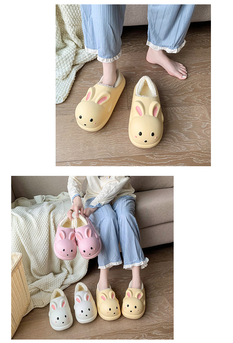 Waterproof Warm Plush Winter Shoes Women Fur Slippers Indoor Home Thick Sole Footwear