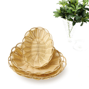 Cesta de frutas tejida de plástico hecha a mano, 2 uds., plato para aperitivos duradero de estilo sencillo para uso en la cocina - Product Image 2